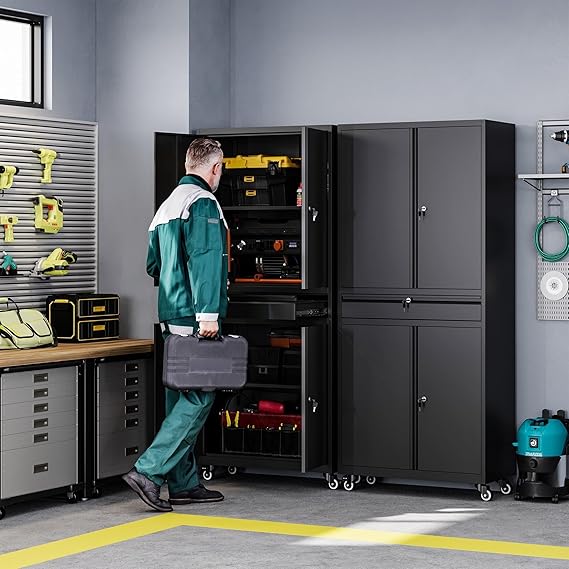 Letaya Metal Garage Storage Cabinet with Wheels